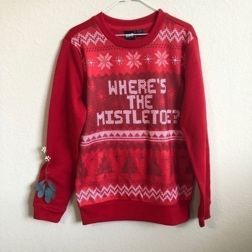 Mad Engine Ugly Christmas Mistletoe Sweatshirt NWT